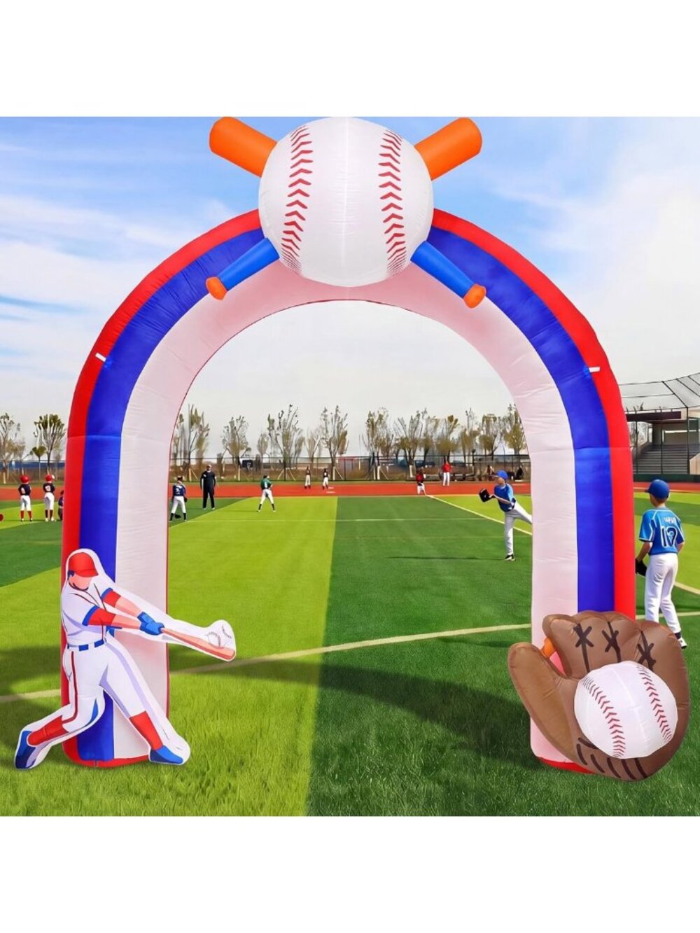 9 ft Inflatable Baseball Arch Party Decor with LED Lights - Fun Sports Theme